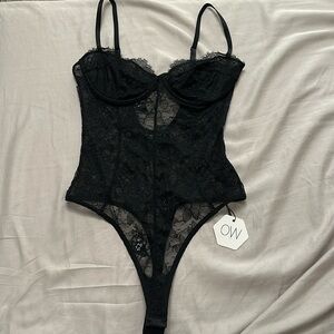 Revolve OW Intimates Lingerie Layce Bodysuit in Black Caviar
